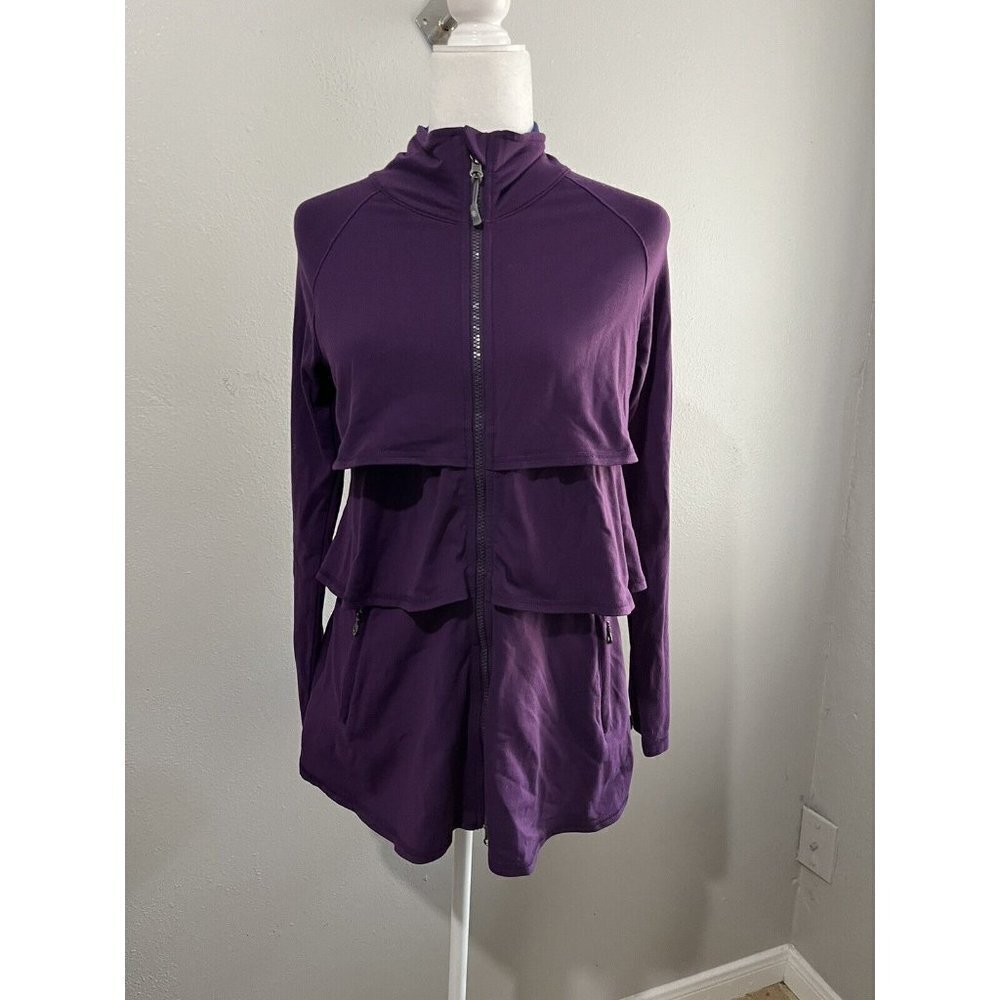 Athleta Jacket Women Small Tiered Purple Stretchy With Pockets